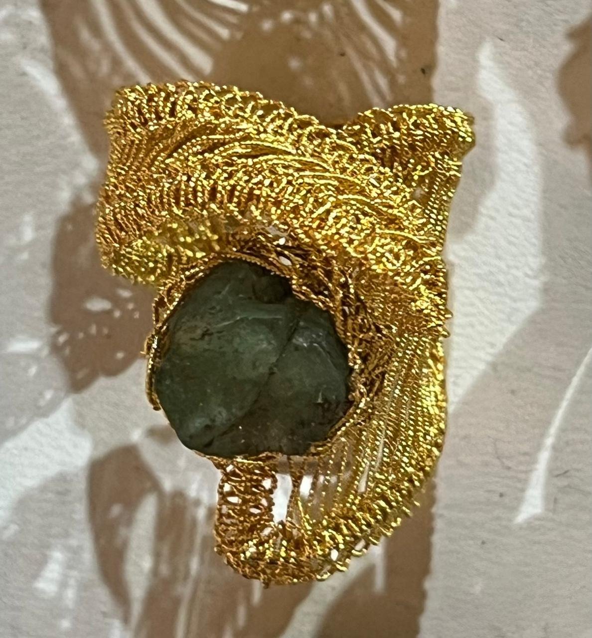 Anillo Macramé Esmeralda Bruta