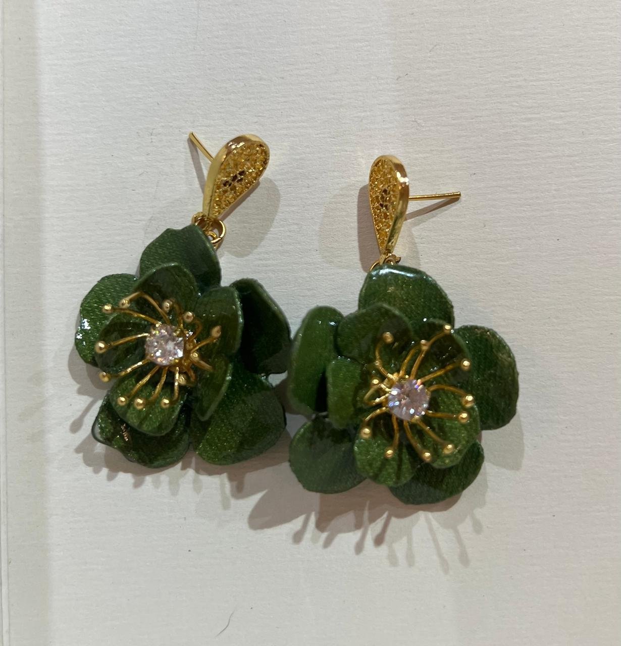 Aretes Flor Verde